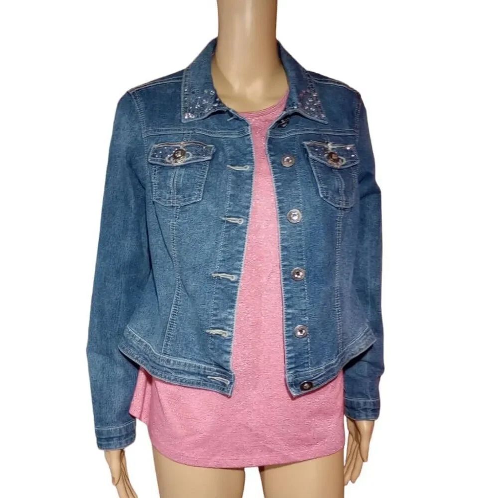 CATO denim- jean jacket with rhinestones
